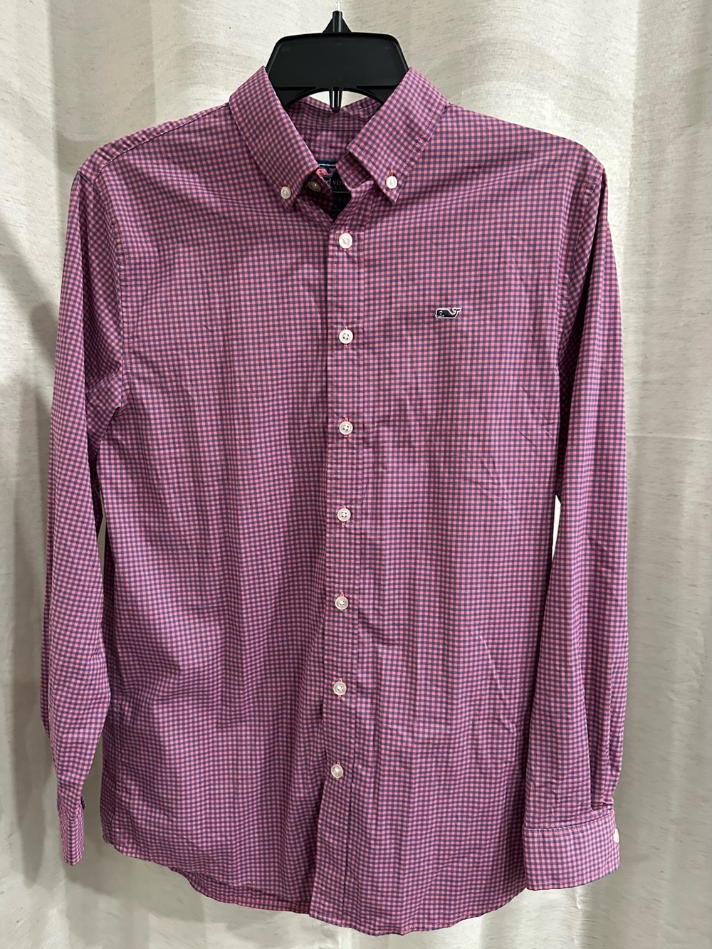 NWOT Boys size L Vineyard Vines pink and blue Gingham Button-Down Shirt